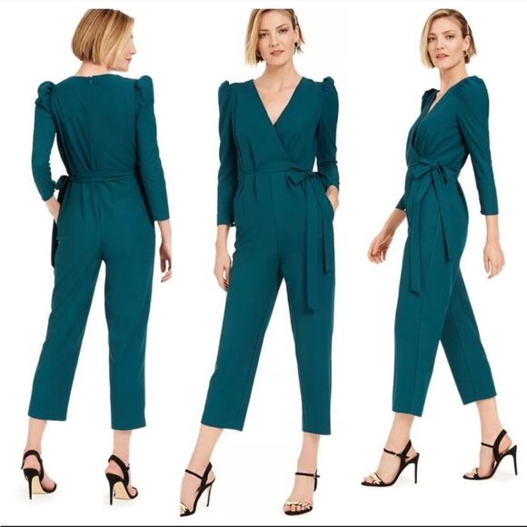 Julia Jordan Green puff shoulder Romper women’s size 6 - Picture 1 of 6